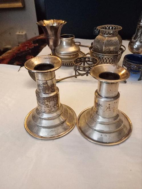 Zilveren kandelaars antiek, Antiek en Kunst, Antiek | Kandelaars, Zilver, Ophalen of Verzenden