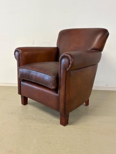 Engelse schapenleren fauteuil, Huis en Inrichting, Fauteuils, Nieuw, Leer, 75 tot 100 cm, 75 tot 100 cm, Ophalen