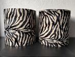 2 XL Lampenkappen zebra velvet/velours, beige/zwart, NIEUW!, Huis en Inrichting, Lampen | Lampenkappen, Ophalen, Nieuw, Rond, 25 tot 50 cm