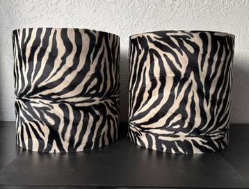 2 XL Lampenkappen zebra velvet/velours, beige/zwart, NIEUW! beschikbaar voor biedingen