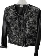 SCARVA jasje tweed faux leather 44 zwart zilver was 250 euro, Kleding | Dames, Verzenden, Zwart, Maat 42/44 (L), Zo goed als nieuw