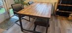 Eettafel, mango hout met stalen frame, Ophalen, Gebruikt, 50 tot 100 cm, Metaal