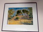 Aquarel Frans Landschap in Lijst, Ophalen of Verzenden