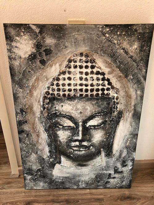 Boeddha canvasdoek/schilderij 100 x 70 x 4 cm, Huis en Inrichting, Woonaccessoires | Schilderijen, Tekeningen en Foto's, Zo goed als nieuw