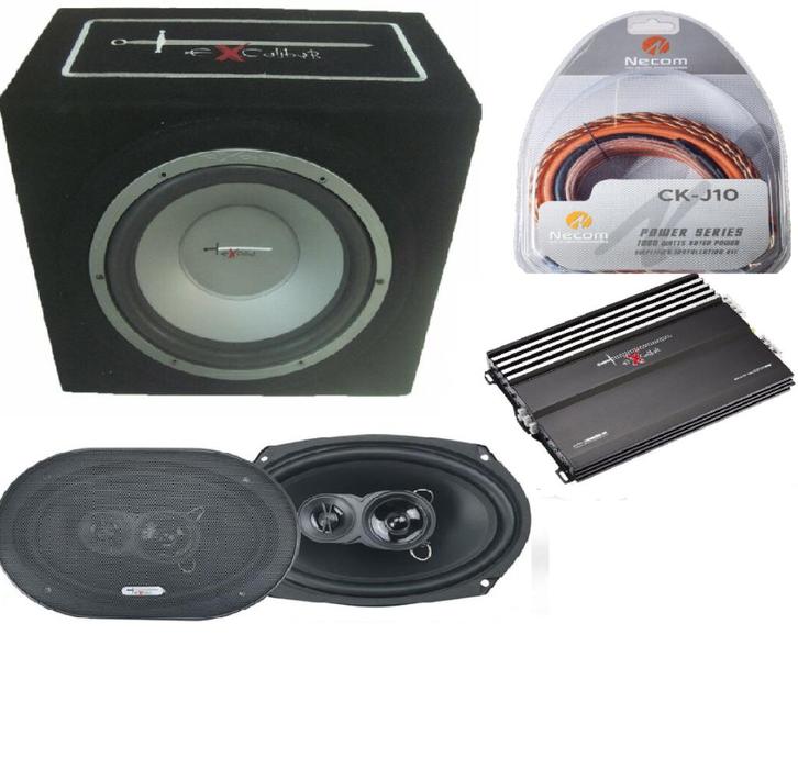 compleet pakket speakers+sub+amp+10mm kabels bijna gratis!!, Auto diversen, Autospeakers, Ophalen of Verzenden