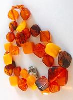 Barnsteen Amber ketting collier, Ophalen, Zo goed als nieuw, Steen of Mineraal, Met edelsteen