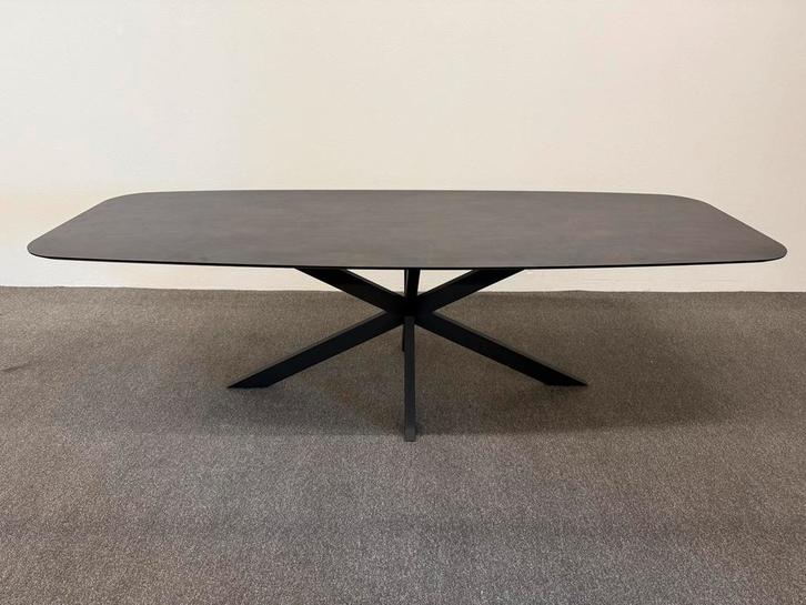 Deens ovale eettafel HPL italian stone 260x100, Huis en Inrichting, Tafels | Eettafels, Zo goed als nieuw, 100 tot 150 cm, 200 cm of meer