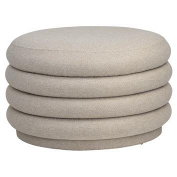 KARWEI poef Luna beige, Huis en Inrichting, Banken | Voetenbanken en Poefen, Zo goed als nieuw, 50 tot 75 cm, Rond, Stof, Ophalen of Verzenden