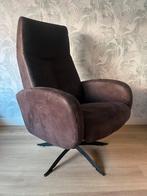 Antraciet leren fauteuil, Ophalen, Minder dan 75 cm, Leer, Zo goed als nieuw