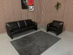 GRATIS LEVERING Als Nieuw Leolux Bora Bora Set Zwart Leer, 150 tot 200 cm, Ophalen of Verzenden, Zo goed als nieuw, Rechte bank