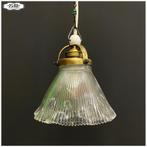 Vintage glazen hanglampje Lamp Messing fitting, Vintage, Ophalen of Verzenden, Nb, Nb
