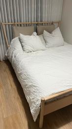 Bed met lattenbodem - Björksnäs & Leirsund, Ophalen, Gebruikt, Beige, Tweepersoons