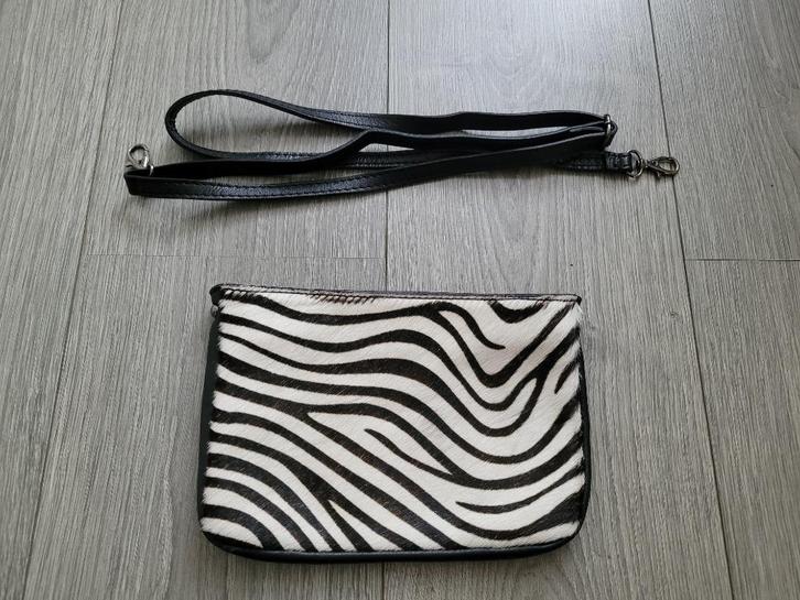 CHARM Londen zwart leren zebraprint schoudertasje ~ CP0507, Sieraden, Tassen en Uiterlijk, Tassen | Damestassen, Zo goed als nieuw