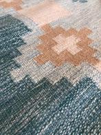 Handgeweven grote wollen röllakan ocean green blue pastel, Scandinavisch design, Geen, Geen, Ophalen of Verzenden