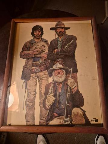 Oude Western Print in Lijst beschikbaar voor biedingen
