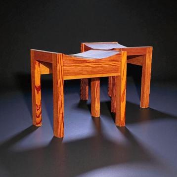 2x pinewood stool minimalist 1970s perriand marklund chapo beschikbaar voor biedingen