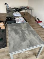 Groot hoekbureau lihtgrijs/betonlook 380x200 cm, Huis en Inrichting, Bureaus, Ophalen, Zo goed als nieuw, Bureau