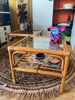 Vintage jaren 70 rotan bijzettafel/ salon tafel, Ophalen, Overige materialen, 50 tot 100 cm, ?