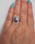 Zilveren ring met delfts blauwe steen maat 18.75 nr.1117