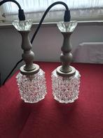 2 hanglampen met puntglas, Huis en Inrichting, Lampen | Hanglampen, Ophalen of Verzenden, Gebruikt, Glas, Minder dan 50 cm