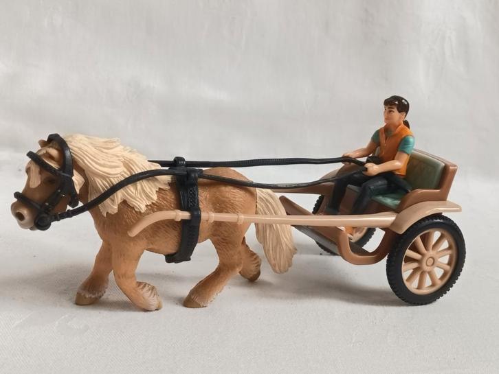 Schleich retired 42040 Sulky met Shetland pony ponykoets, Verzamelen, Dierenverzamelingen, Zo goed als nieuw, Beeldje of Figuurtje
