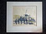 Litho, molen, Alblasserwaard, vintage, Antiek en Kunst, Kunst | Litho's en Zeefdrukken, Ophalen