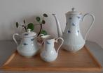 Vintage Frans koffieset, koffiepot theepot melkkan, blauw, Ophalen of Verzenden, Porselein, Overige stijlen, Overige typen