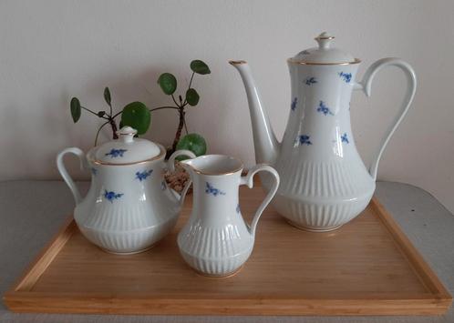 Vintage Frans koffieset, koffiepot theepot melkkan, blauw, Huis en Inrichting, Keuken | Servies, Overige typen, Overige stijlen