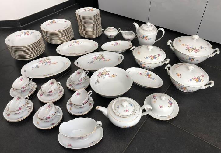 Vintage, brocante 12 delig servies, jaren 50, merk Geha, Antiek en Kunst, Antiek | Servies compleet, Ophalen