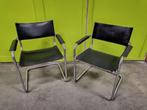 Set 2 Bauhaus buisframe chrome chroom stoelen Breuer Grazzi, Huis en Inrichting, Stoelen, Ophalen, Gebruikt, Zwart, Metaal