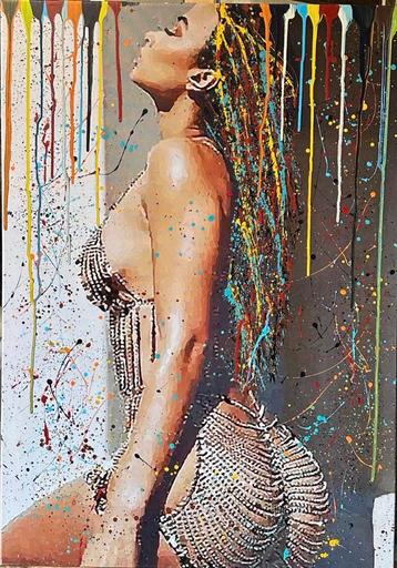 Women- Mixed Media- Katoenen canvasdoek-100x70cm beschikbaar voor biedingen