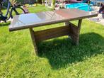 Wicker tuintafel met glazen blad, Tuin en Terras, Tuintafels, Ophalen, Gebruikt, Rechthoekig, Wicker
