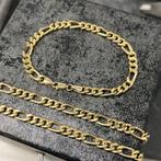 14k gouden ketting met armband figaro schakel italy, Ophalen of Verzenden, Zo goed als nieuw