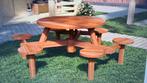 Hardhouten picknicktafel geolied 6 persoons, Tuin en Terras, Ophalen, Nieuw, Rond, Hout