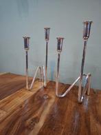 Vintage zilveren kandelaars, jaren '60 - set van 2 PM Italy, Antiek en Kunst, Antiek | Kandelaars, Ophalen of Verzenden, Zilver