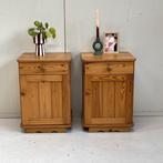 Vintage gerestyled nachtkastjes hout halkastje brocante j`60, Niet bekend, Niet bekend, Niet bekend, Hout