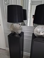 2 tafellampen schemerlampen nachtlampen zilver zwart kap, 50 tot 75 cm, Zo goed als nieuw, Stof, Ophalen