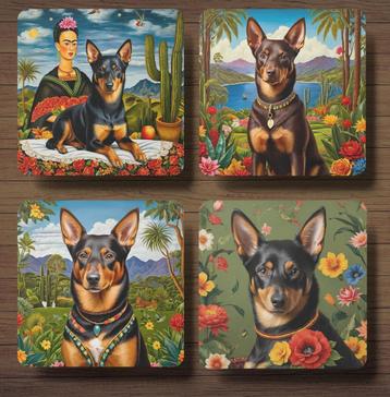 Kelpie Frida Kahlo onderzetters met houder beschikbaar voor biedingen