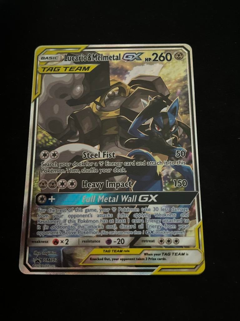 Lucario & Melmetal GX SM192 - NM, Ophalen of Verzenden, Zo goed als nieuw, Losse kaart, Foil