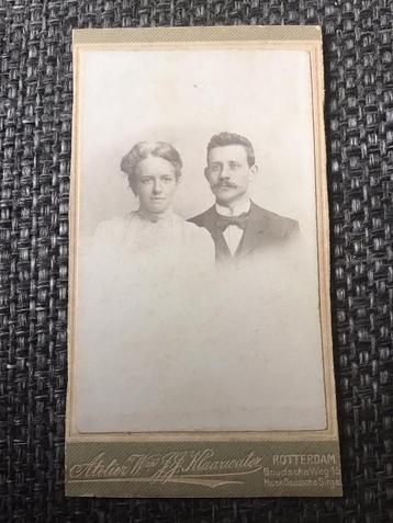 CDV, Stel, W. en J.J. Klaarwater, Rotterdam, Carte de Visite beschikbaar voor biedingen