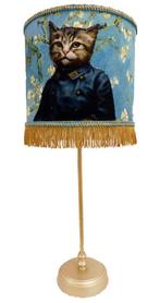 Handgemaakte tafellamp Amandelbloesem kat in uniform, nieuw, Huis en Inrichting, Ophalen of Verzenden, Nieuw, Hout, Minder dan 50 cm