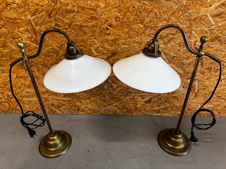 Vintage Schoenmakerslampen - Set van 2, Huis en Inrichting, Lampen | Vloerlampen, Gebruikt, Minder dan 100 cm, Glas, Ophalen of Verzenden
