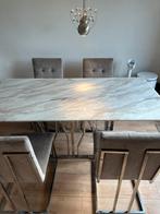 Marmeren eettafel wit beige grijs 180 x 90 Eric Kuster stijl, Huis en Inrichting, Tafels | Eettafels, 50 tot 100 cm, 150 tot 200 cm