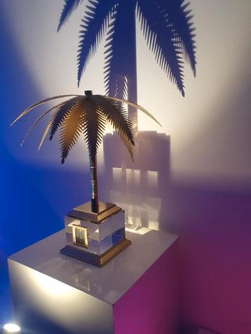 Gouden Palmboompje met klokje in de voet hollywood regency beschikbaar voor biedingen