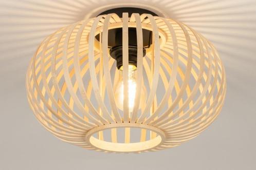 plafondlamp zwart bamboe tafel bed hout plafonnière 35cm, Huis en Inrichting, Lampen | Plafondlampen, Nieuw, Hout, Metaal, Ophalen of Verzenden