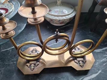 Antieke kandelaar Art Deco stijl koper beschikbaar voor biedingen