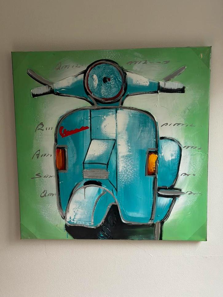 Vespa Schilderij - Handgeschilderd 80x80cm, Antiek en Kunst, Kunst | Schilderijen | Klassiek, Ophalen