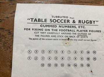Subbuteo Nummers - Vintage Accessoire, jaren 60 beschikbaar voor biedingen