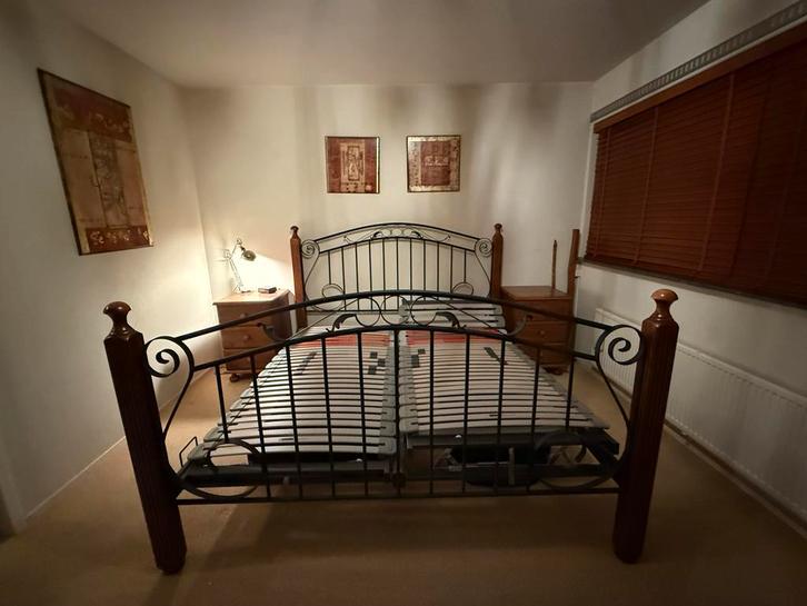 2x Lattenbodem 90x200 verstelbaar + potenset, Huis en Inrichting, Slaapkamer | Bedden, Gebruikt, Tweepersoons, 180 cm, 200 cm