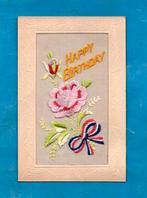 Mooie oude Novelty/geborduurde Birthday kaart/bloemen J346, Verzamelen, Verzenden, Voor 1920, Ongelopen